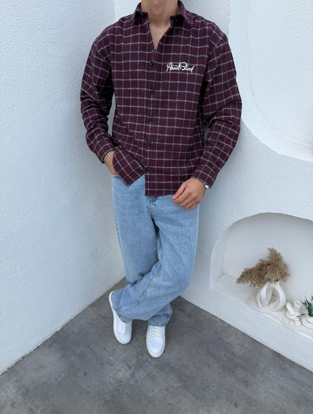 Aboult Baskı Gömlek- Süper Baggy Jean Bordo
