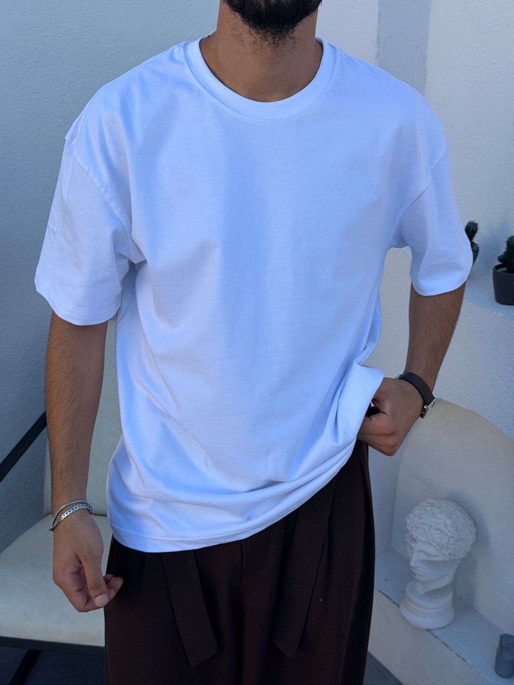 Oversize Basic Tişört Beyaz