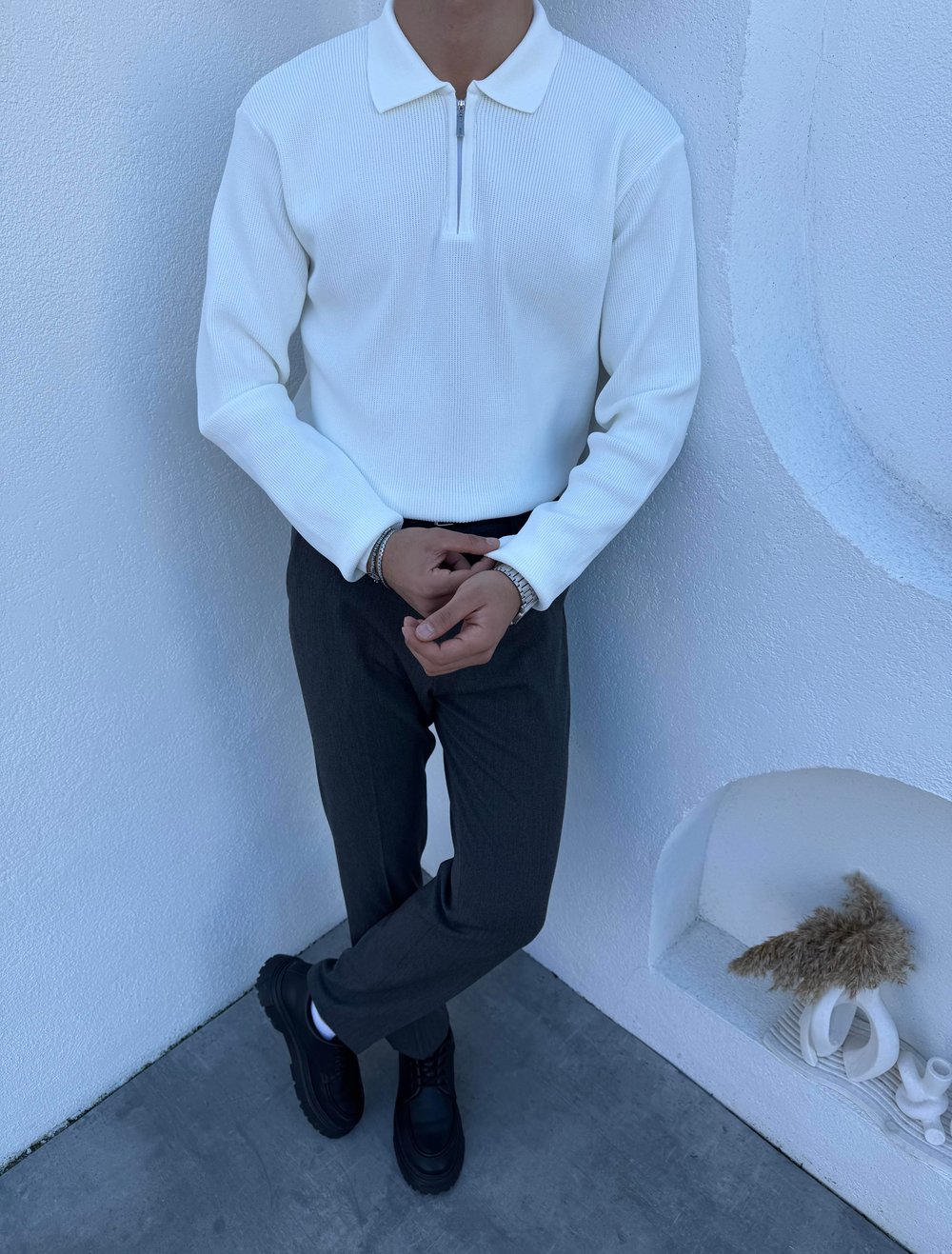 Çelik Örme Premium Kazak Beyaz