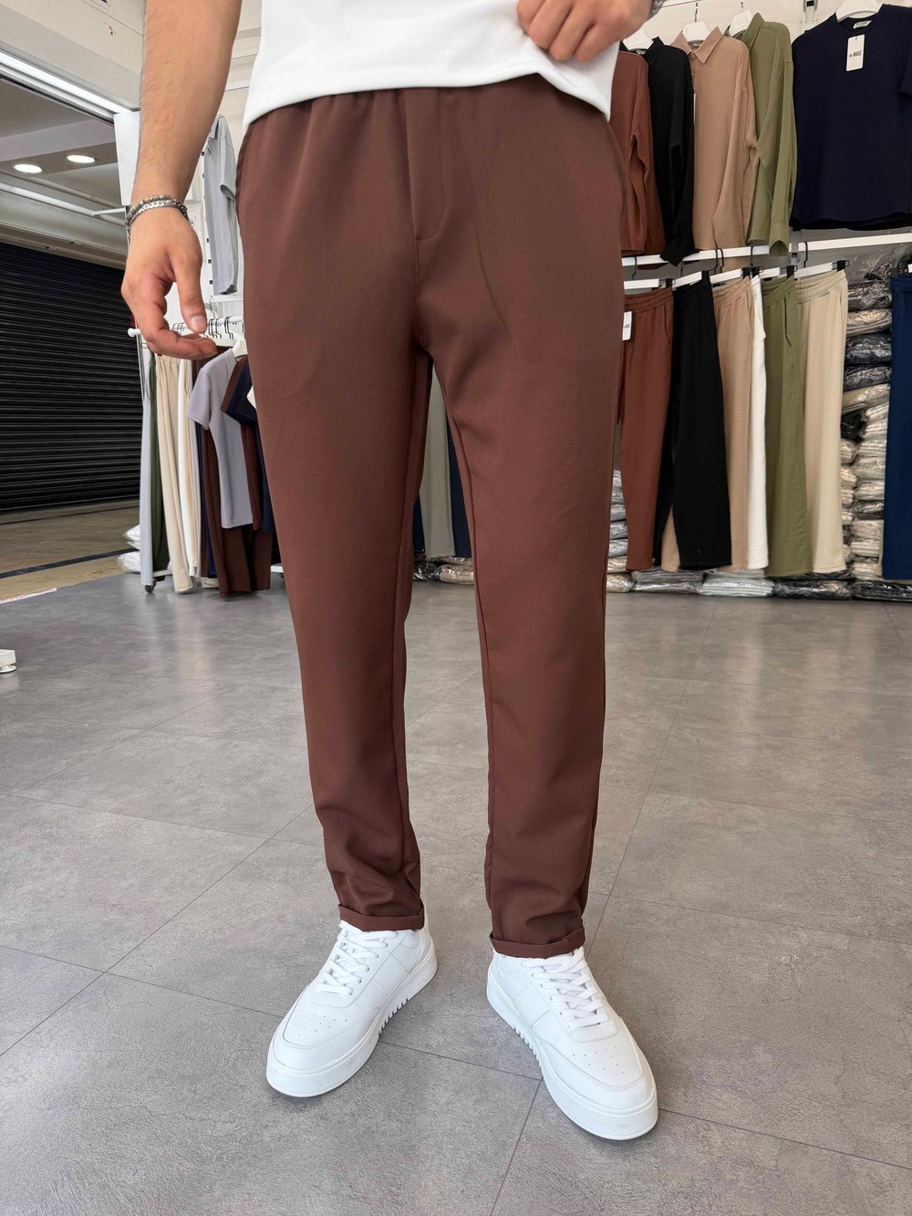 Duble Paça Jogger Pantolon Kahverengi