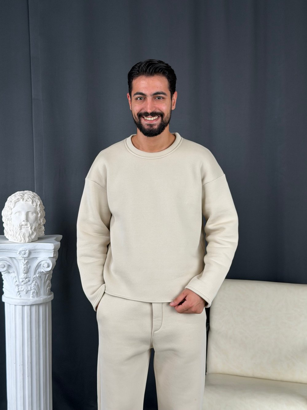 İplik Basic Oversize Takım Bej