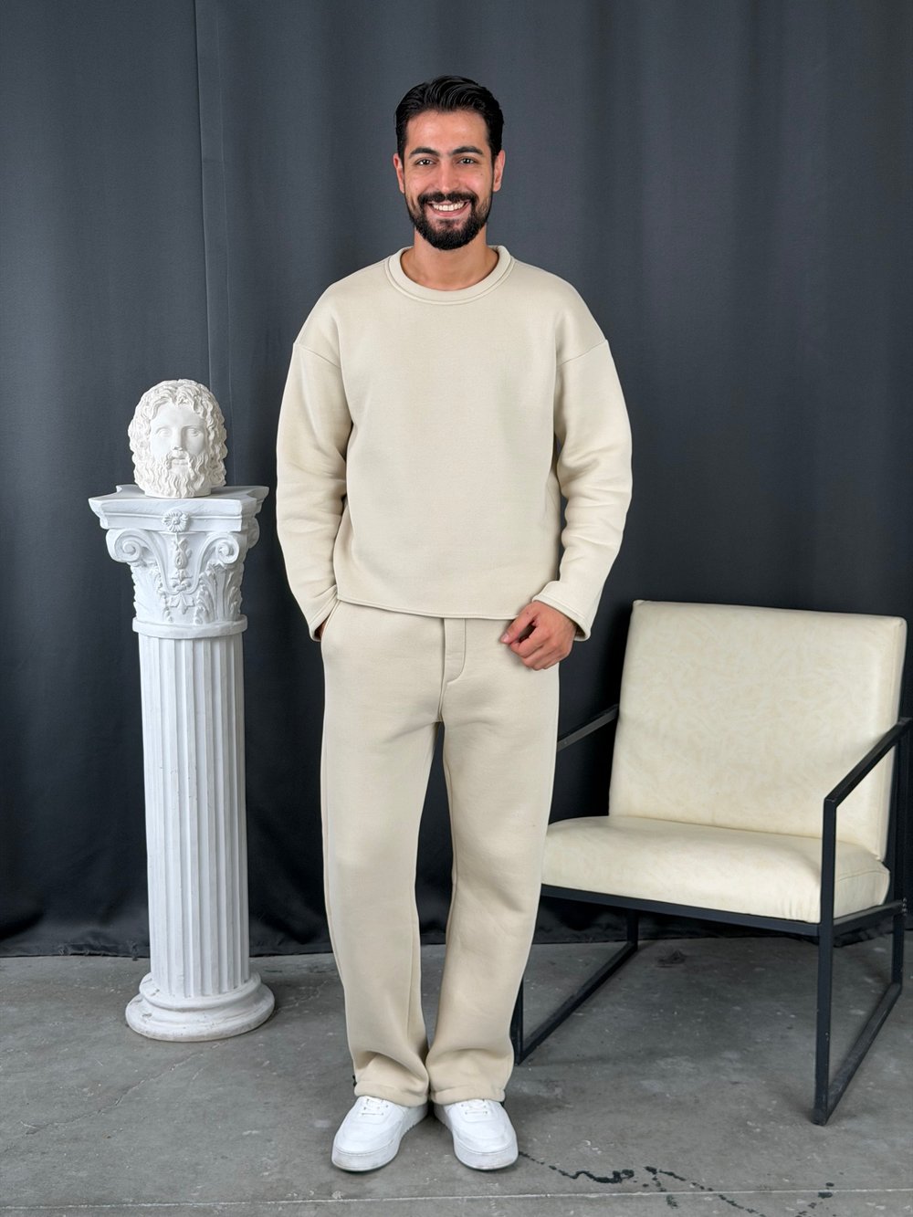 İplik Basic Oversize Takım Bej