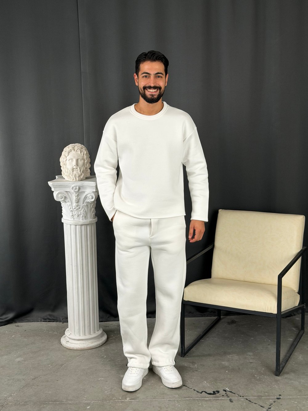 3 İplik Basic Oversize Takım Beyaz