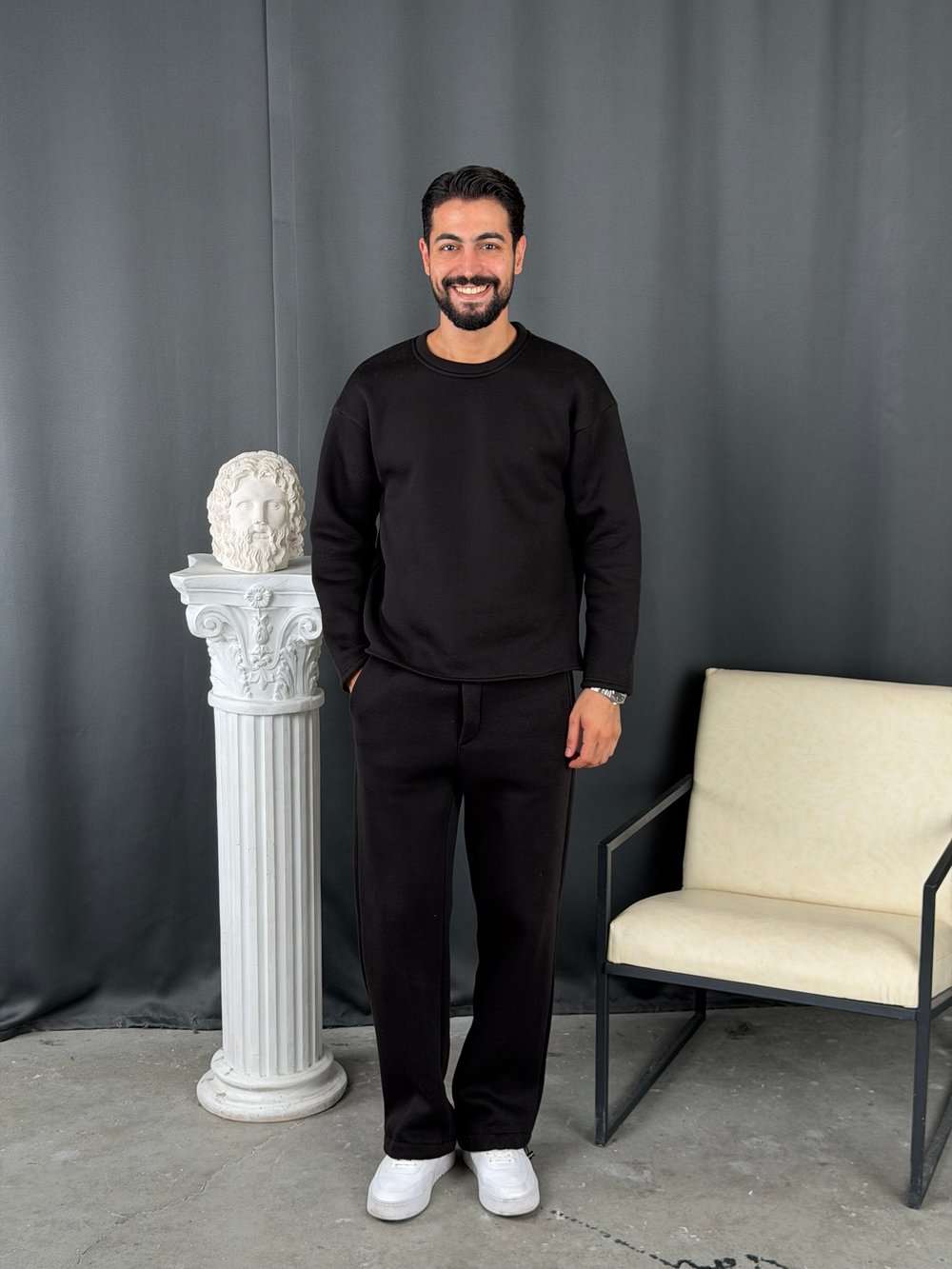 3 İplik Basic Oversize Takım Siyah