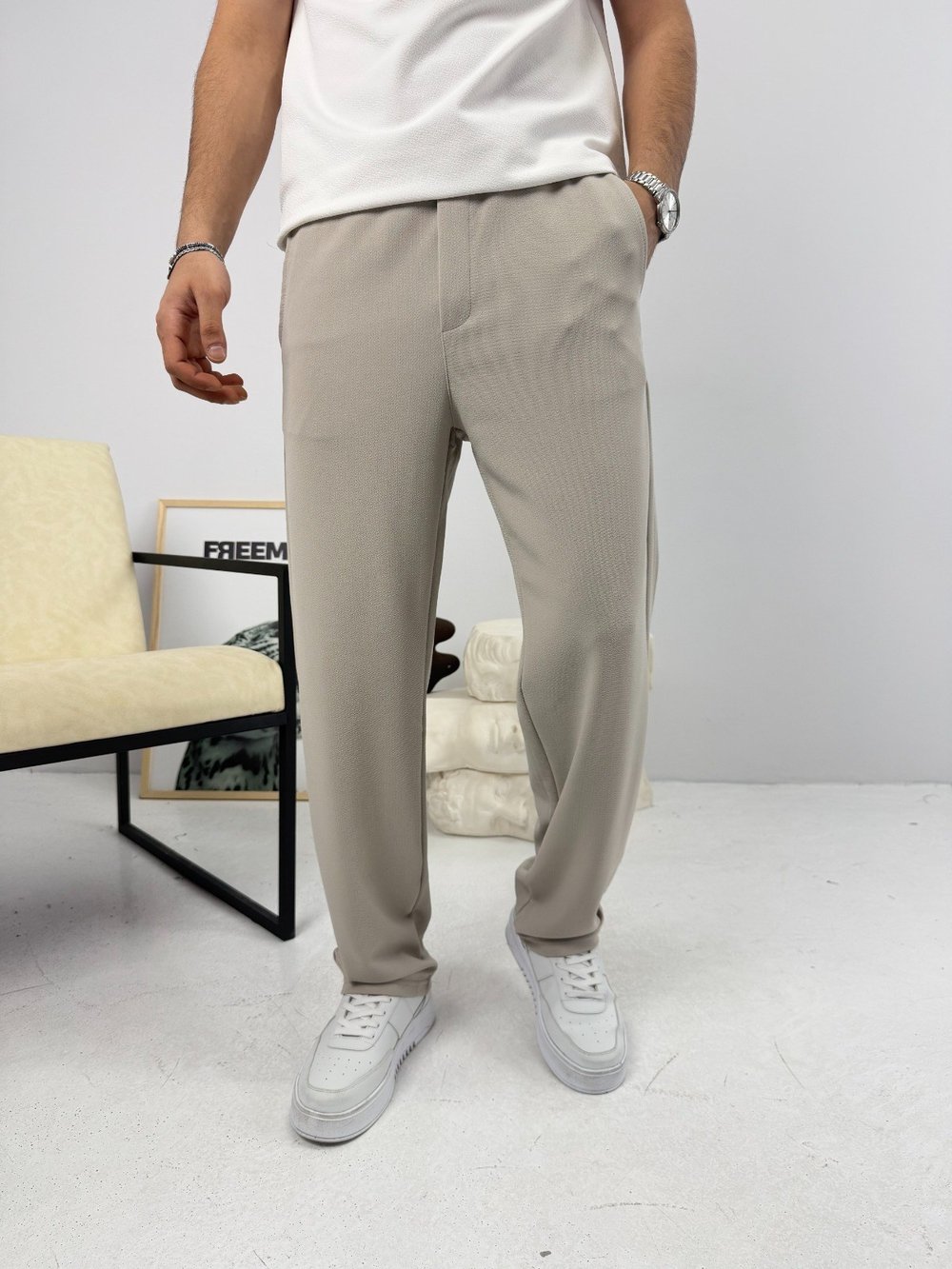 İthal Krep Baggy Jogger Gri