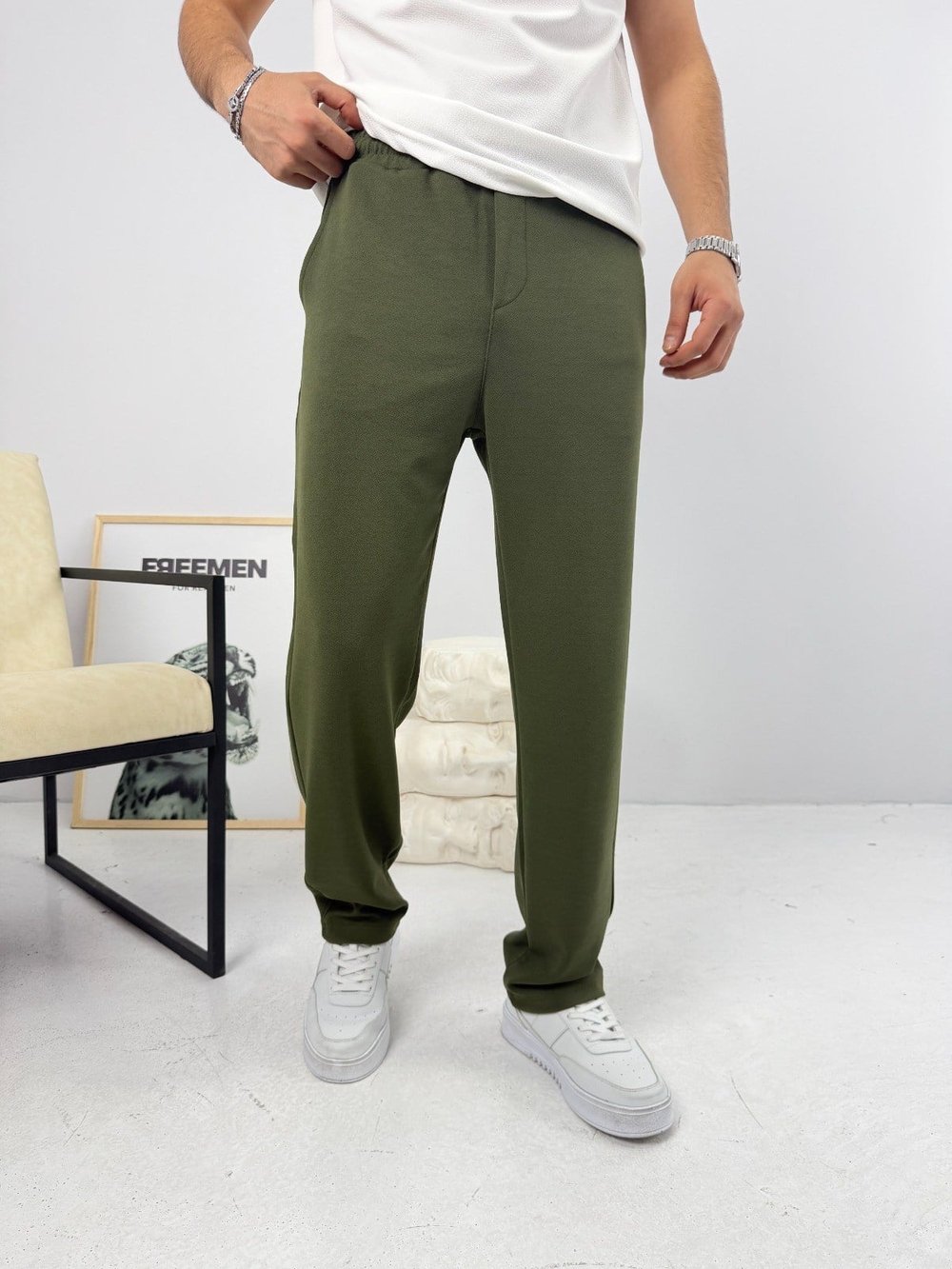 İthal Krep Baggy Jogger Haki