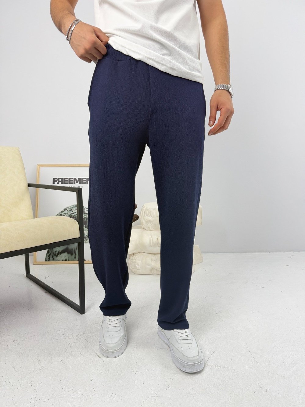 İthal Krep Baggy Jogger Lacivert