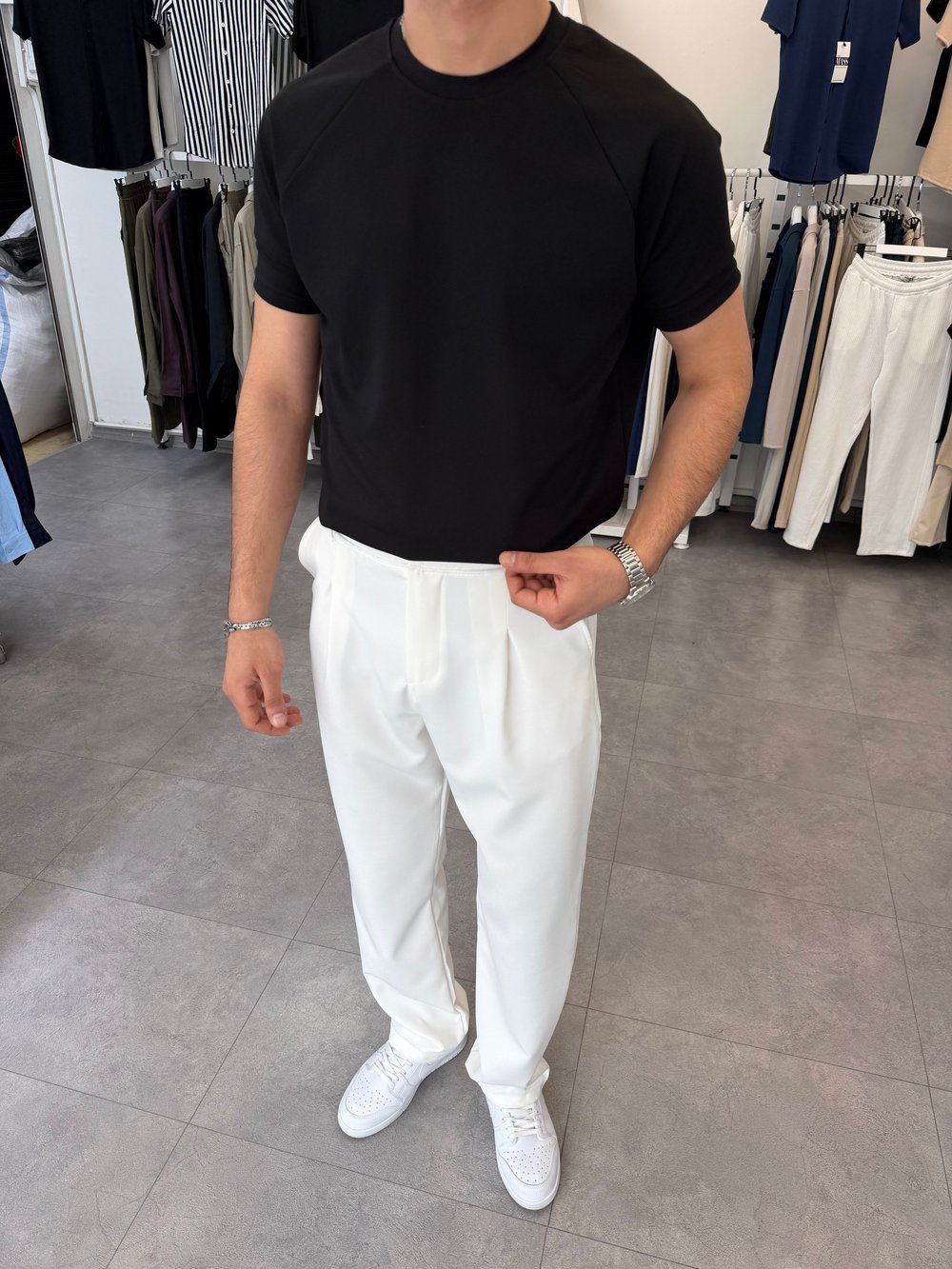 İthal Örme Reglan Kol Tişört Siyah