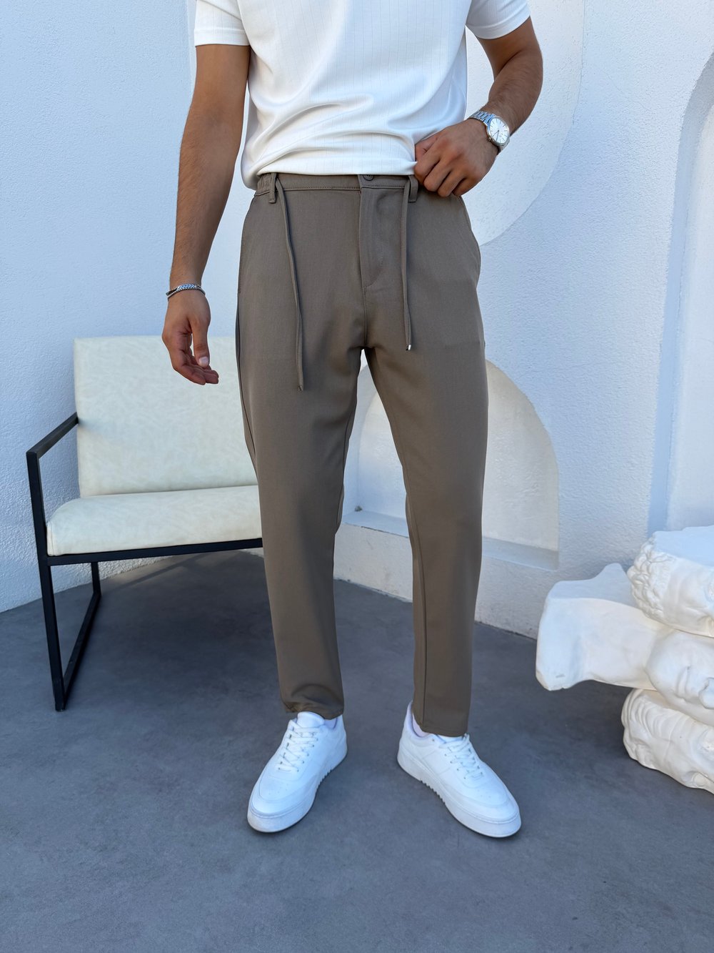 Kışlık Likralı Gabardin Pantolon Vizon