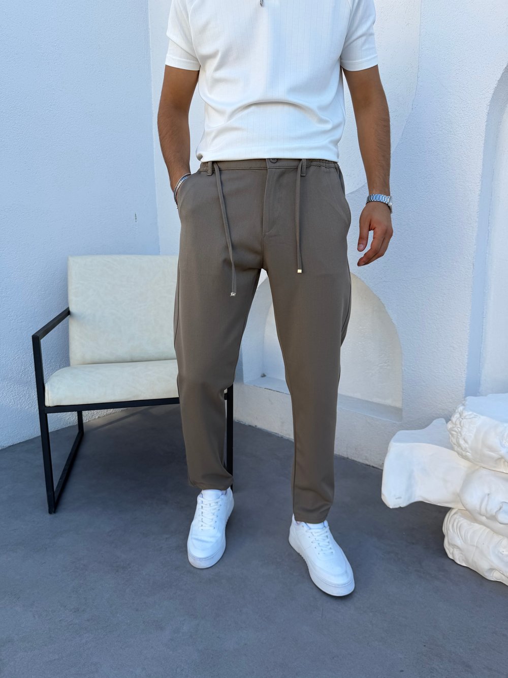 Kışlık Likralı Gabardin Pantolon Vizon