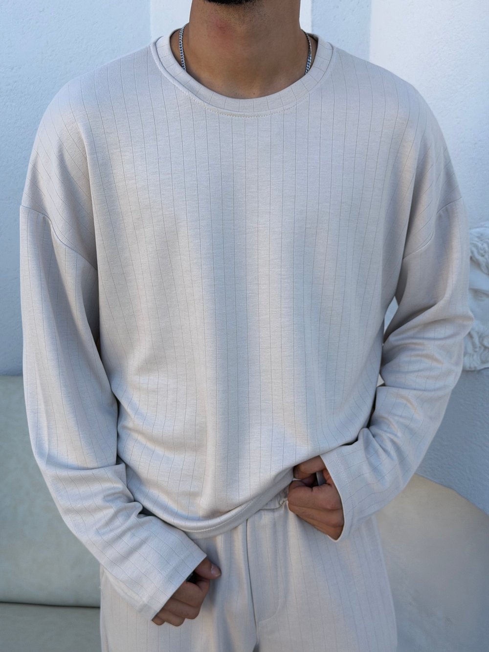 Longsleeve Oysh Kumaş Takım Bej