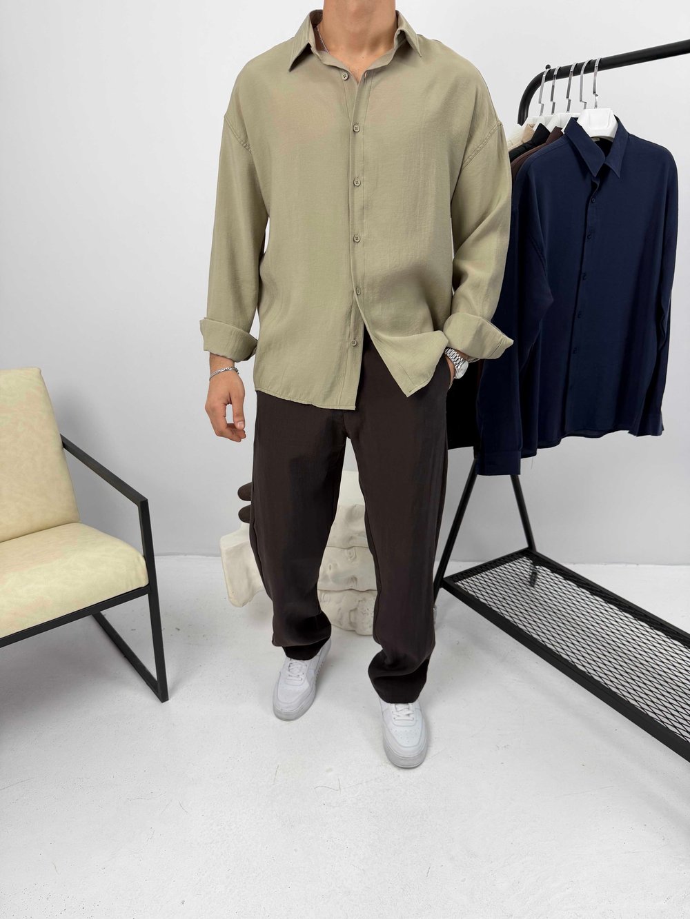 Modal Kumaş Oversize Gömlek Çağla Yeşili