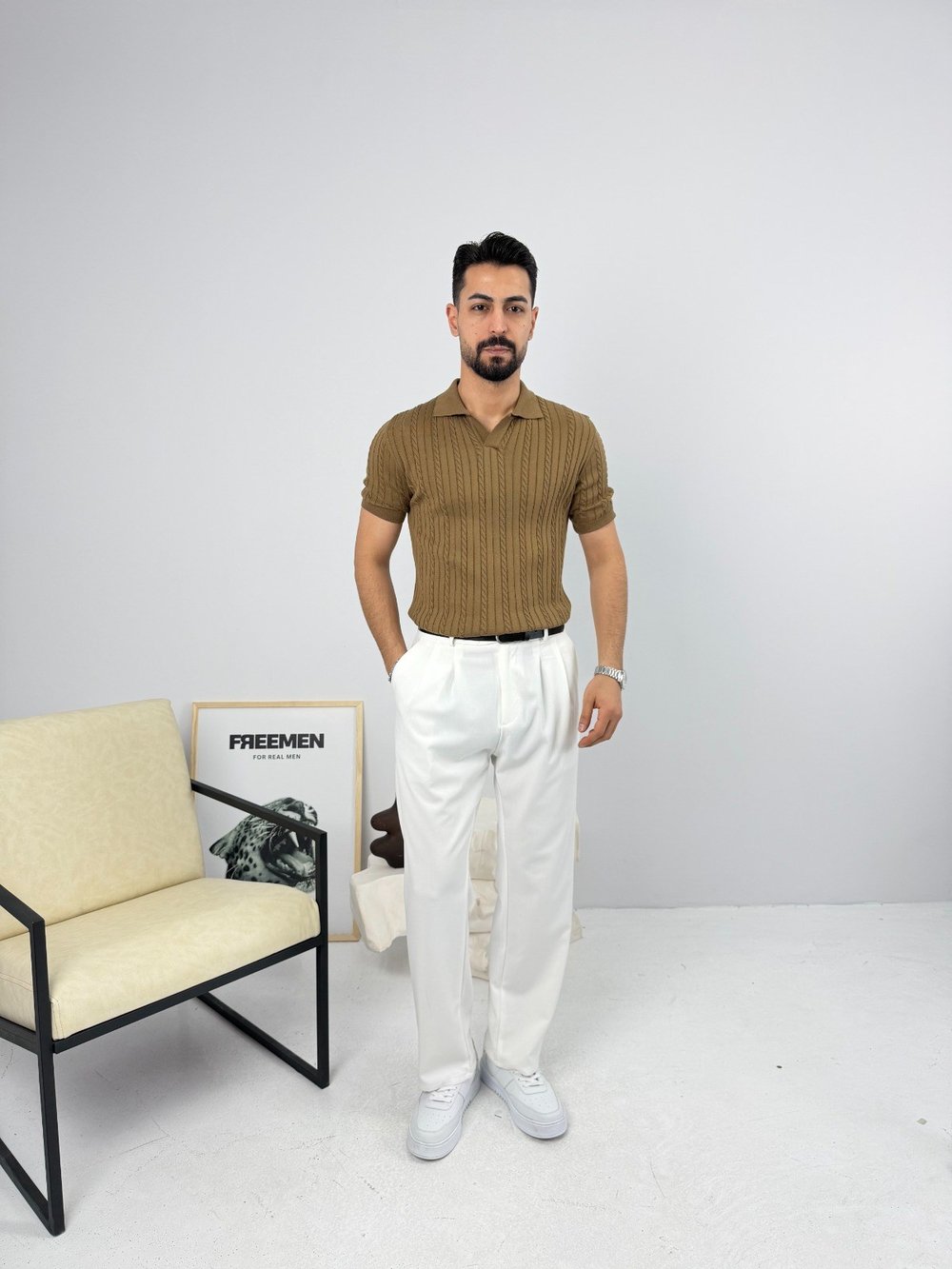 Örgülü Regular Triko Camel