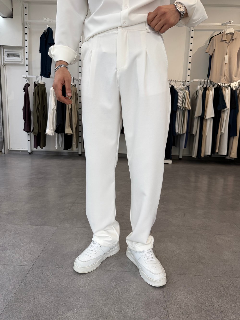 Oversize Duble Takım Beyaz