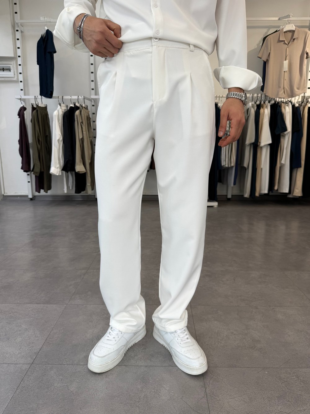 Oversize Duble Takım Beyaz