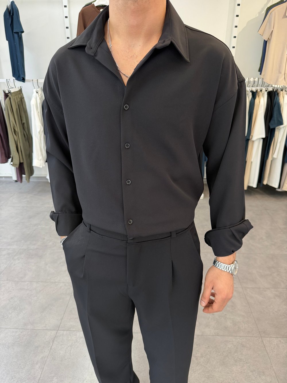 Oversize Duble Takım Siyah