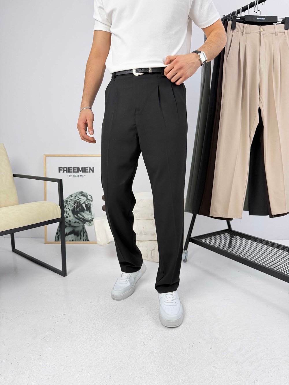 Pileli Premium Baggy Kumaş Pantolon Siyah