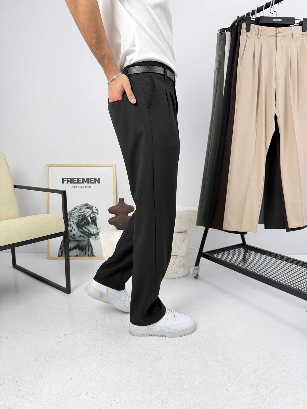 Pileli Premium Baggy Kumaş Pantolon Siyah