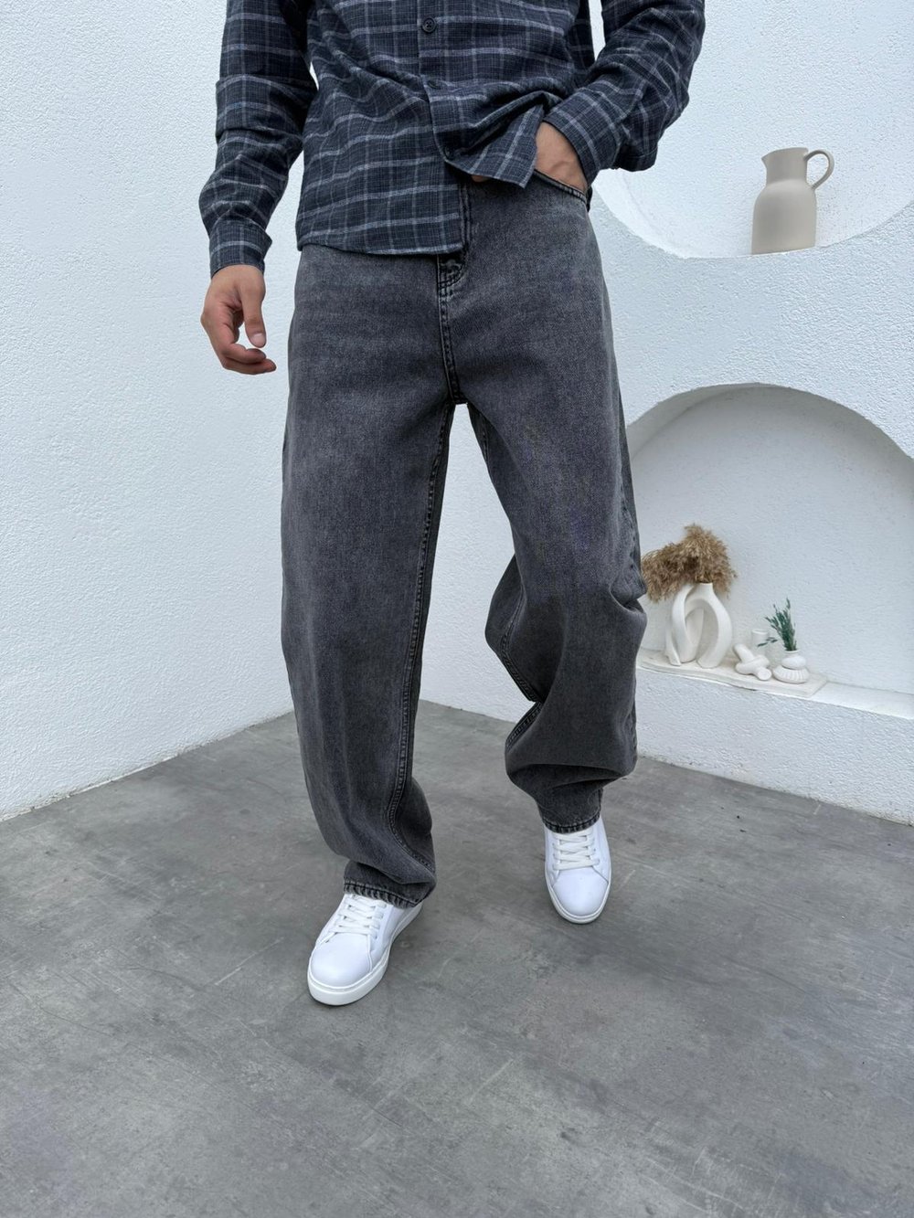 Pound Baskı Gömlek- Süper Baggy Jean Takım Kahve