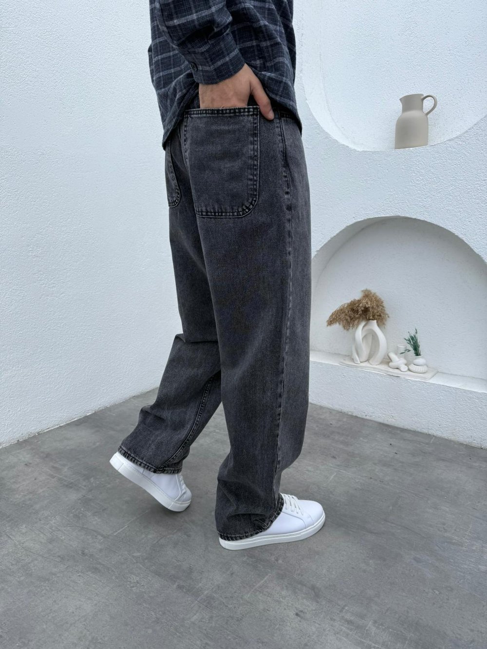 Pound Baskı Gömlek- Süper Baggy Jean Takım Kahve