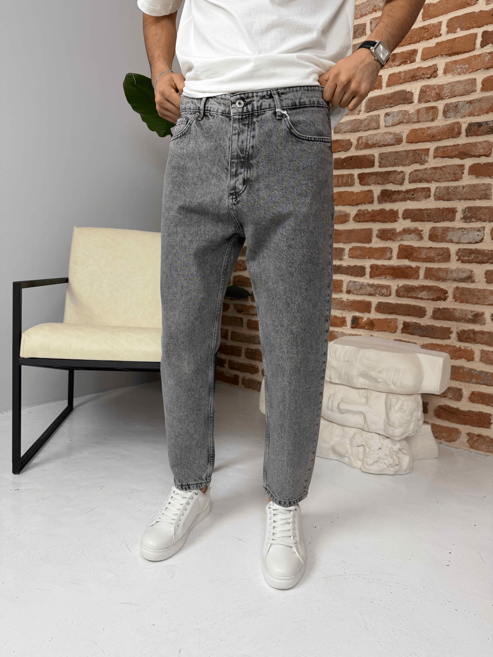 Premium Boyfriend Jean Açık Antrasit