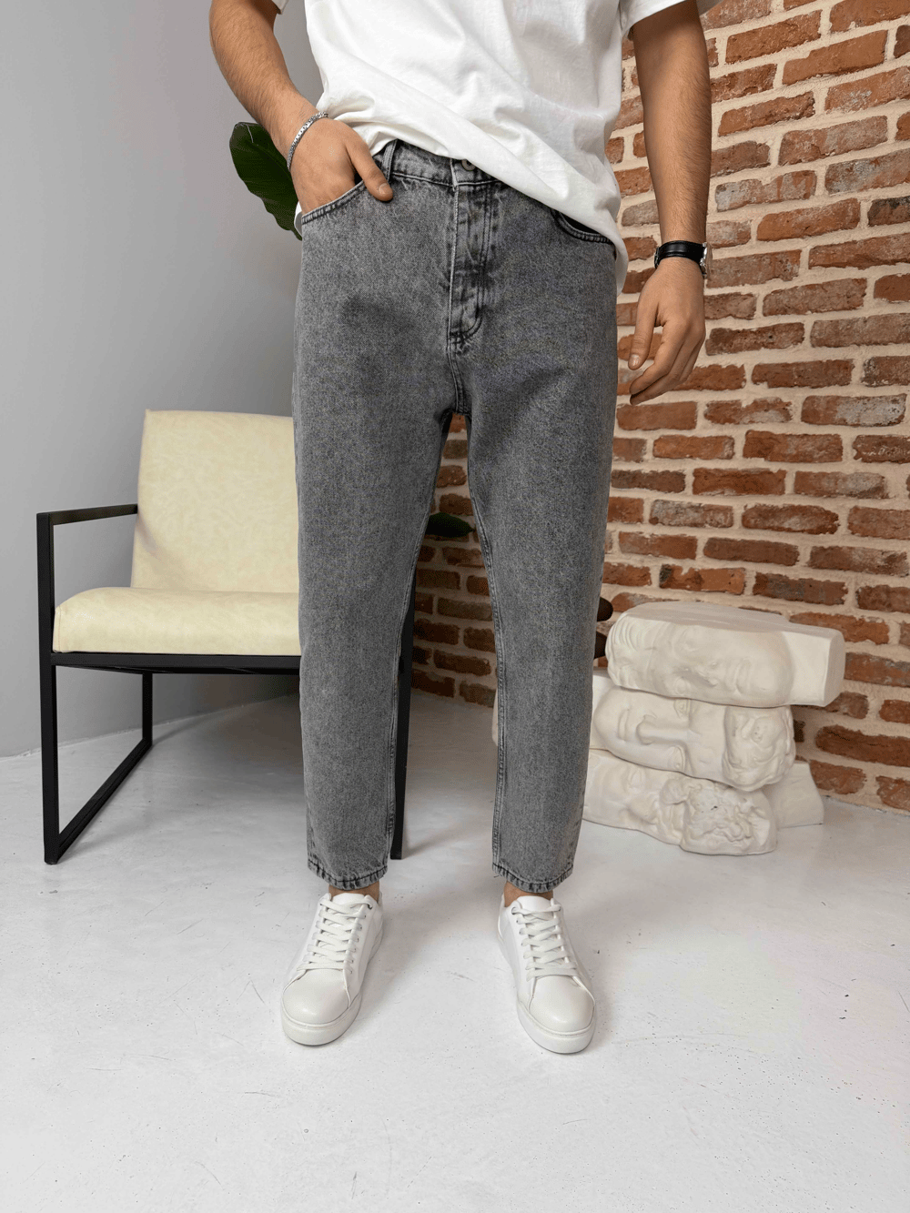 Premium Boyfriend Jean Açık Antrasit