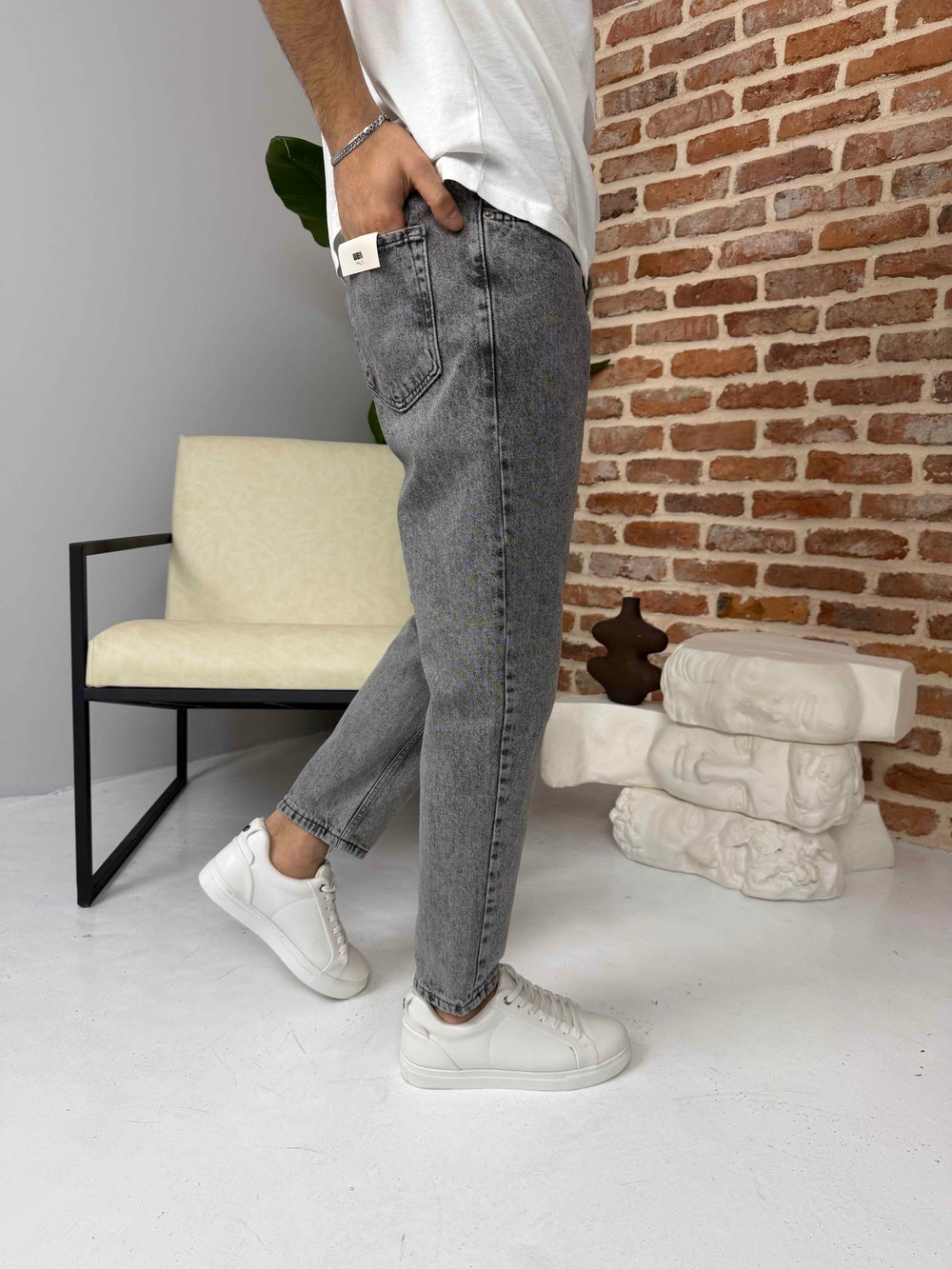 Premium Boyfriend Jean Açık Antrasit