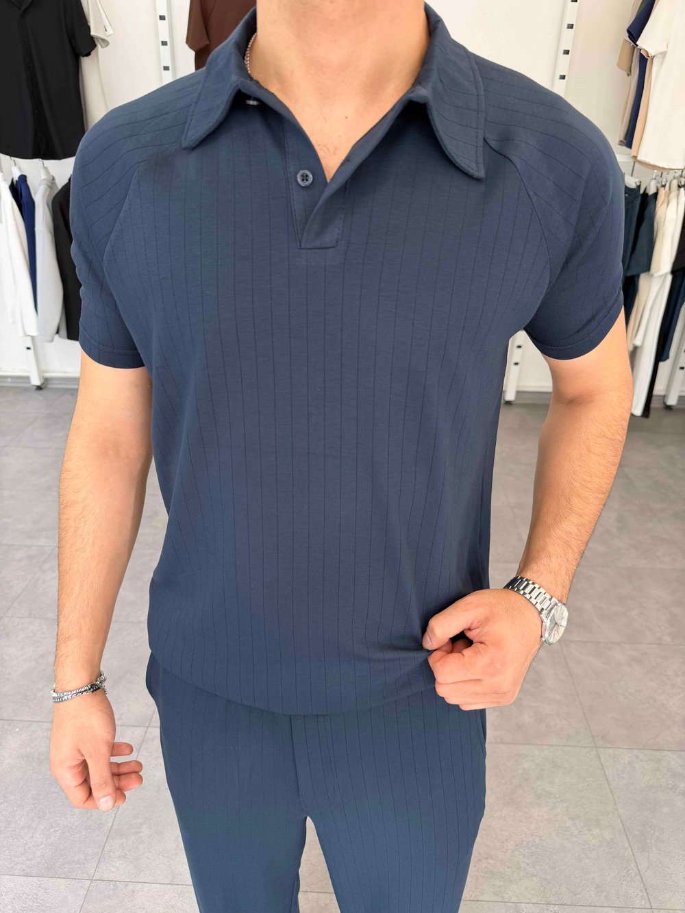 Premium Çizgili Oysho Takım Lacivert