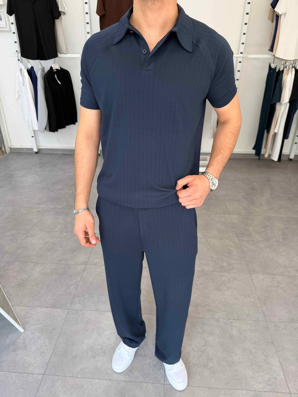 Premium Çizgili Oysho Takım Lacivert