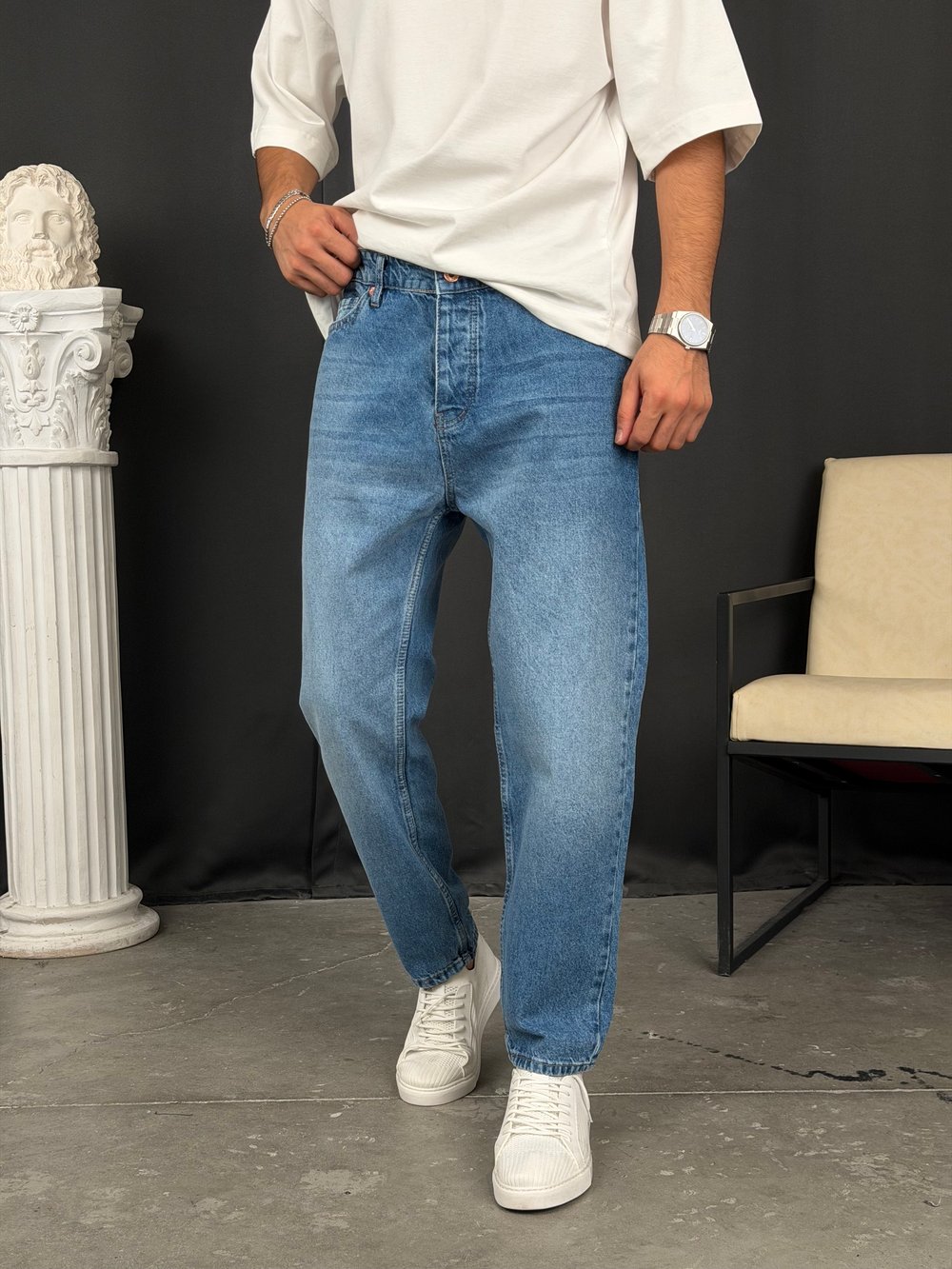 Premium Kalıp Boyfriend Denim Pantolon Açık Mavi