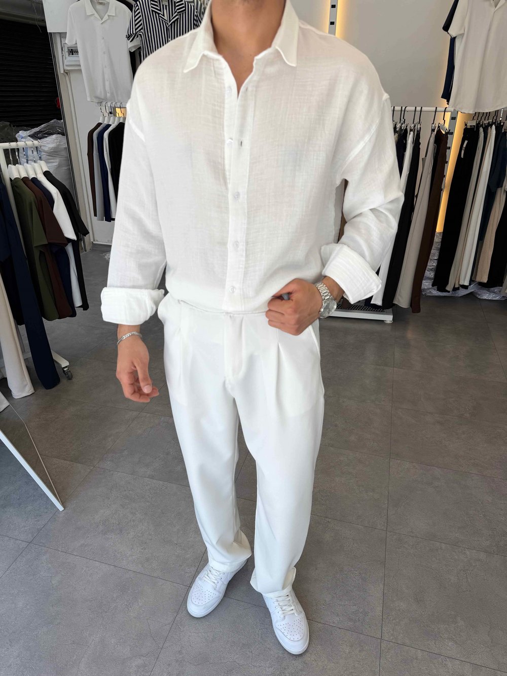 Premium Oversize Müslin Gömlek Beyaz