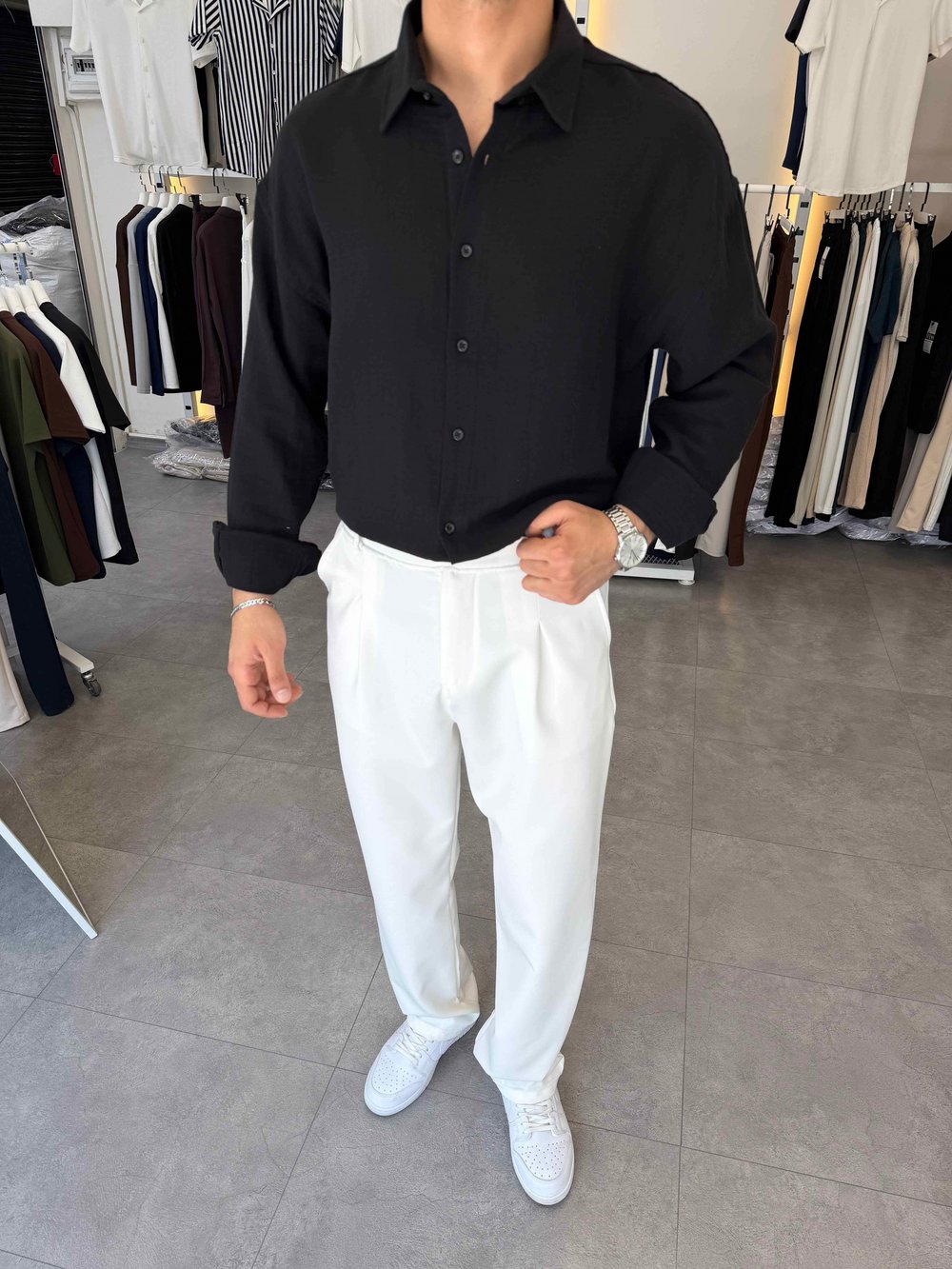 Premium Oversize Müslin Gömlek Siyah