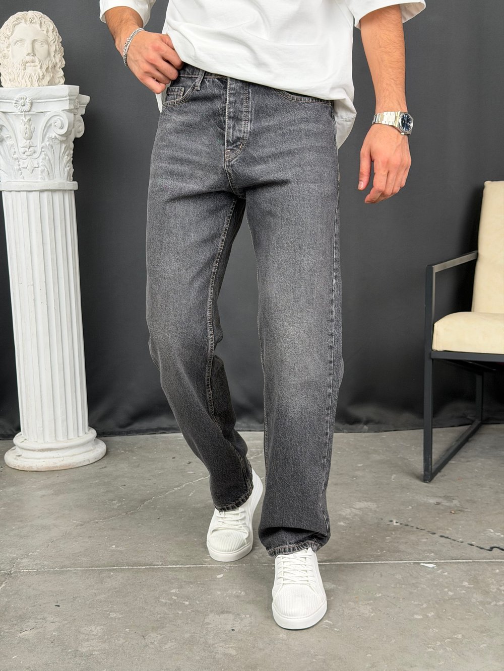 Premium Regular Kalıp Denim Pantolon Antrasit