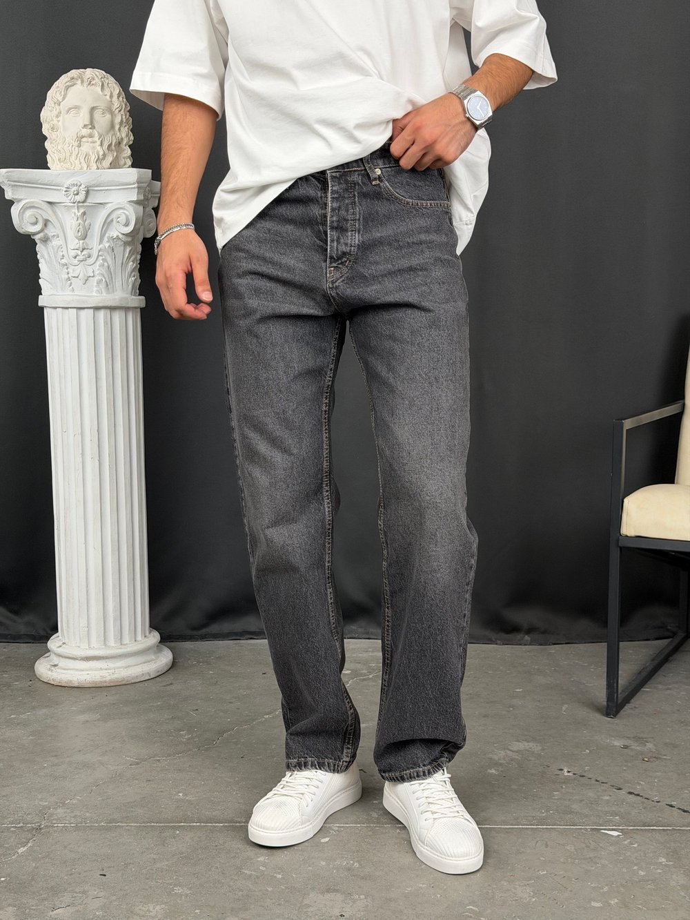 Premium Regular Kalıp Denim Pantolon Antrasit