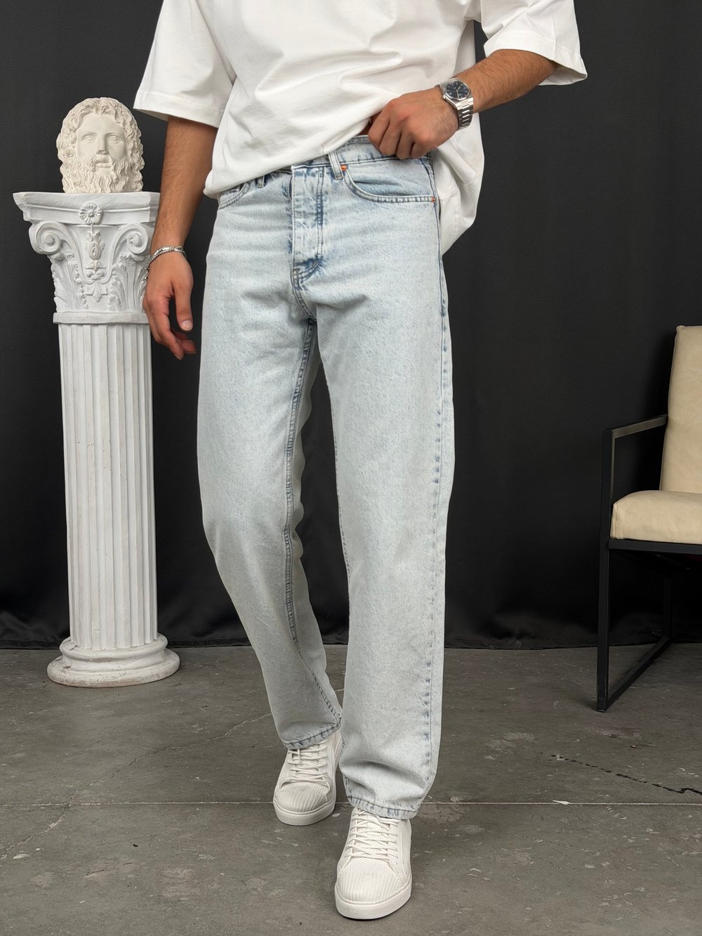 Premium Regular Kalıp Denim Pantolon Buz Mavi