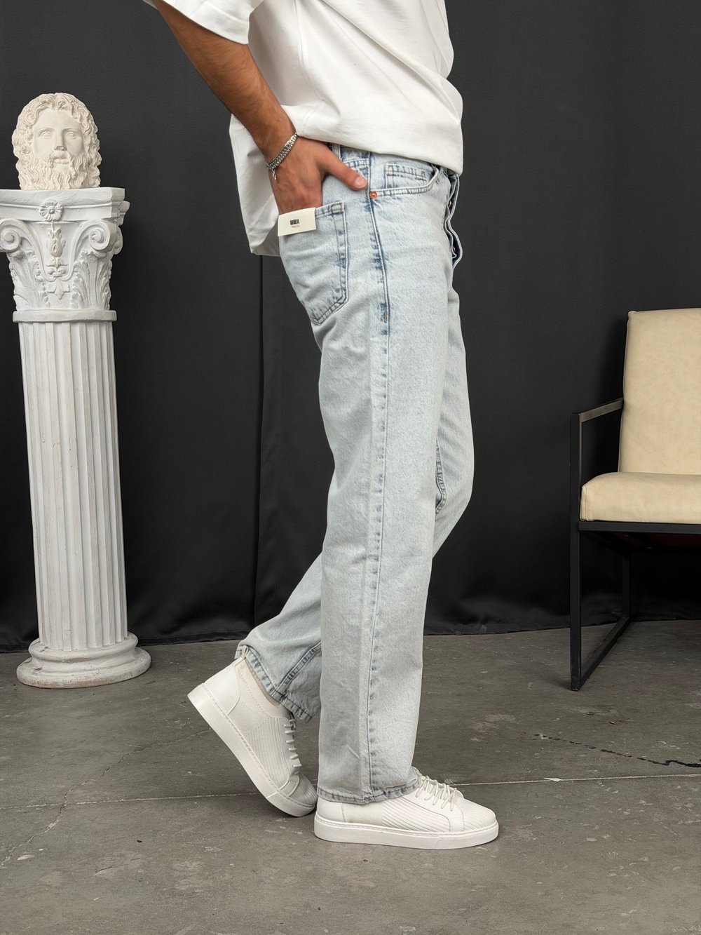 Premium Regular Kalıp Denim Pantolon Buz Mavi