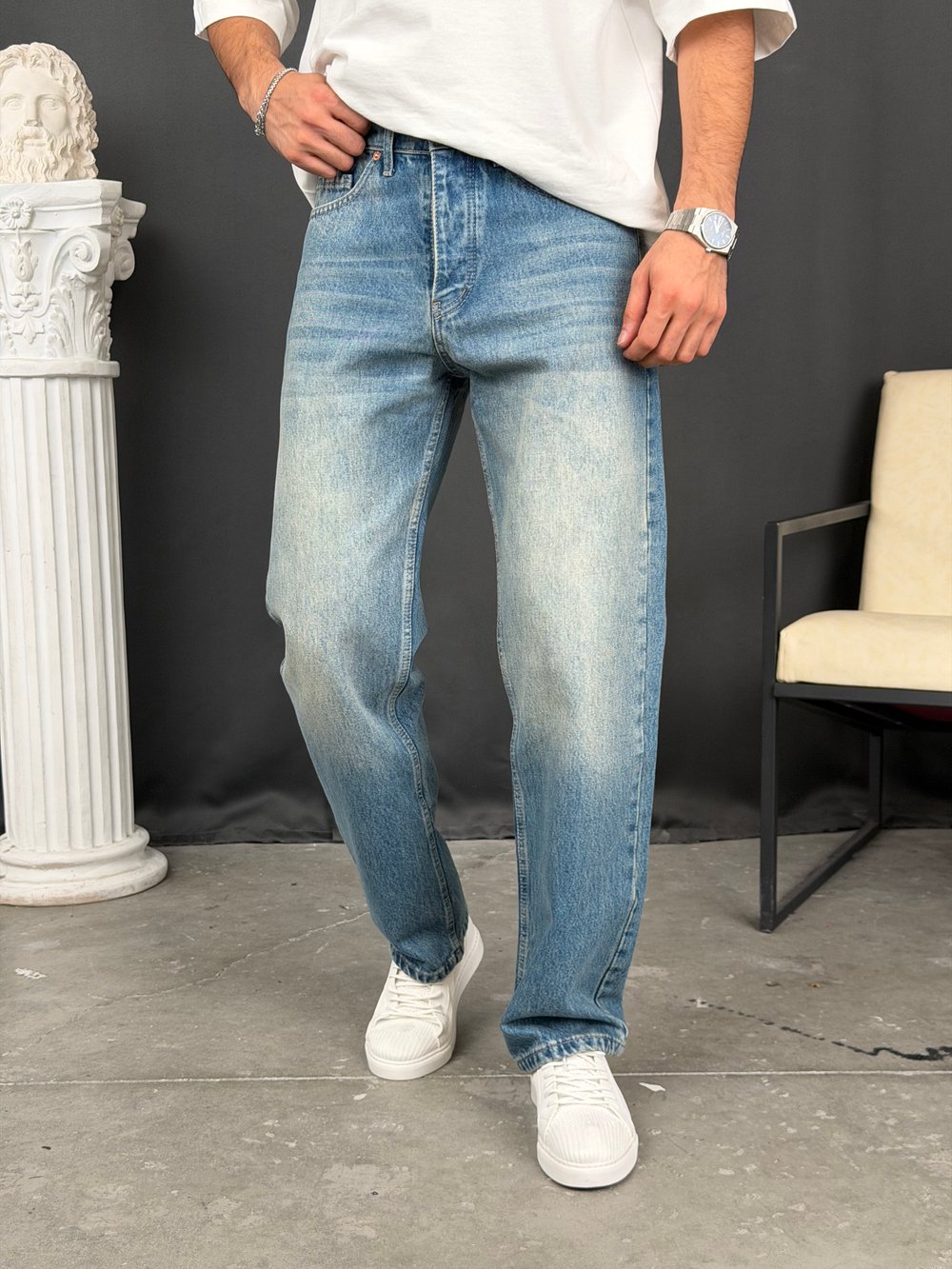 Premium Regular Kalıp Denim Pantolon Tint Mavi