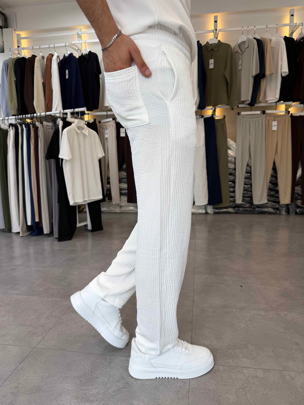 Ray Desen Baggy Pantolon Beyaz