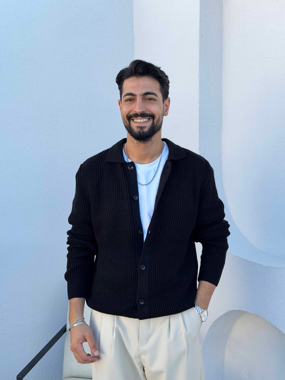 Selanik Örme Düğmeli Triko Hırka Siyah