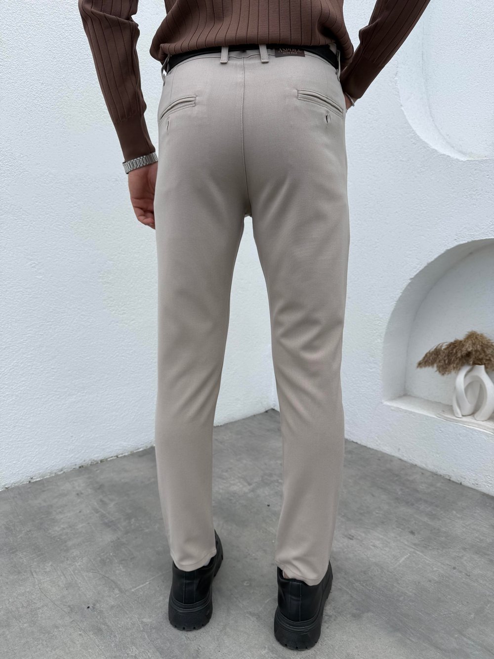 Slimfit Likralı Kumaş Pantolon Bej