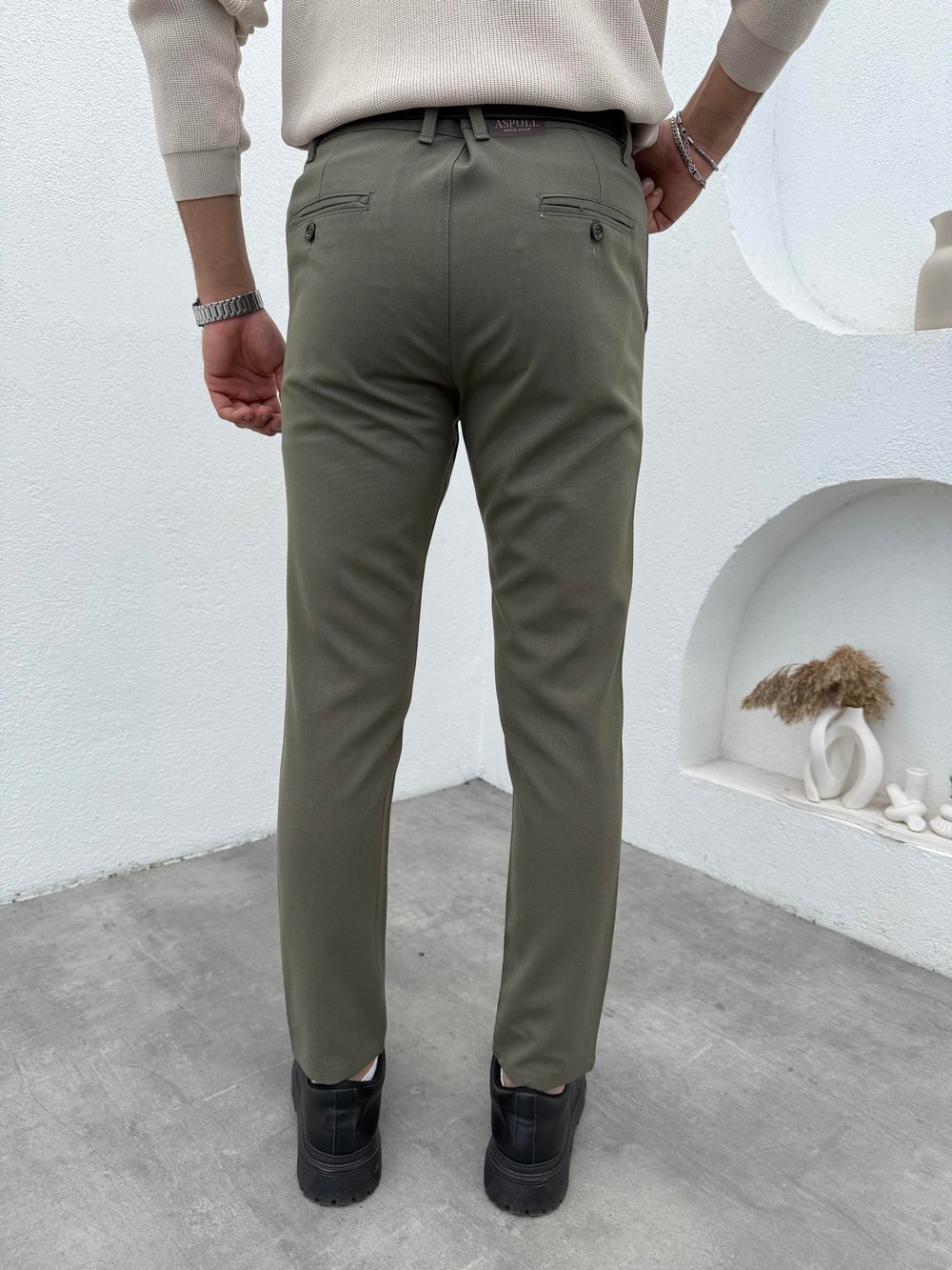 Slimfit Likralı Kumaş Pantolon Çağla Yeşili