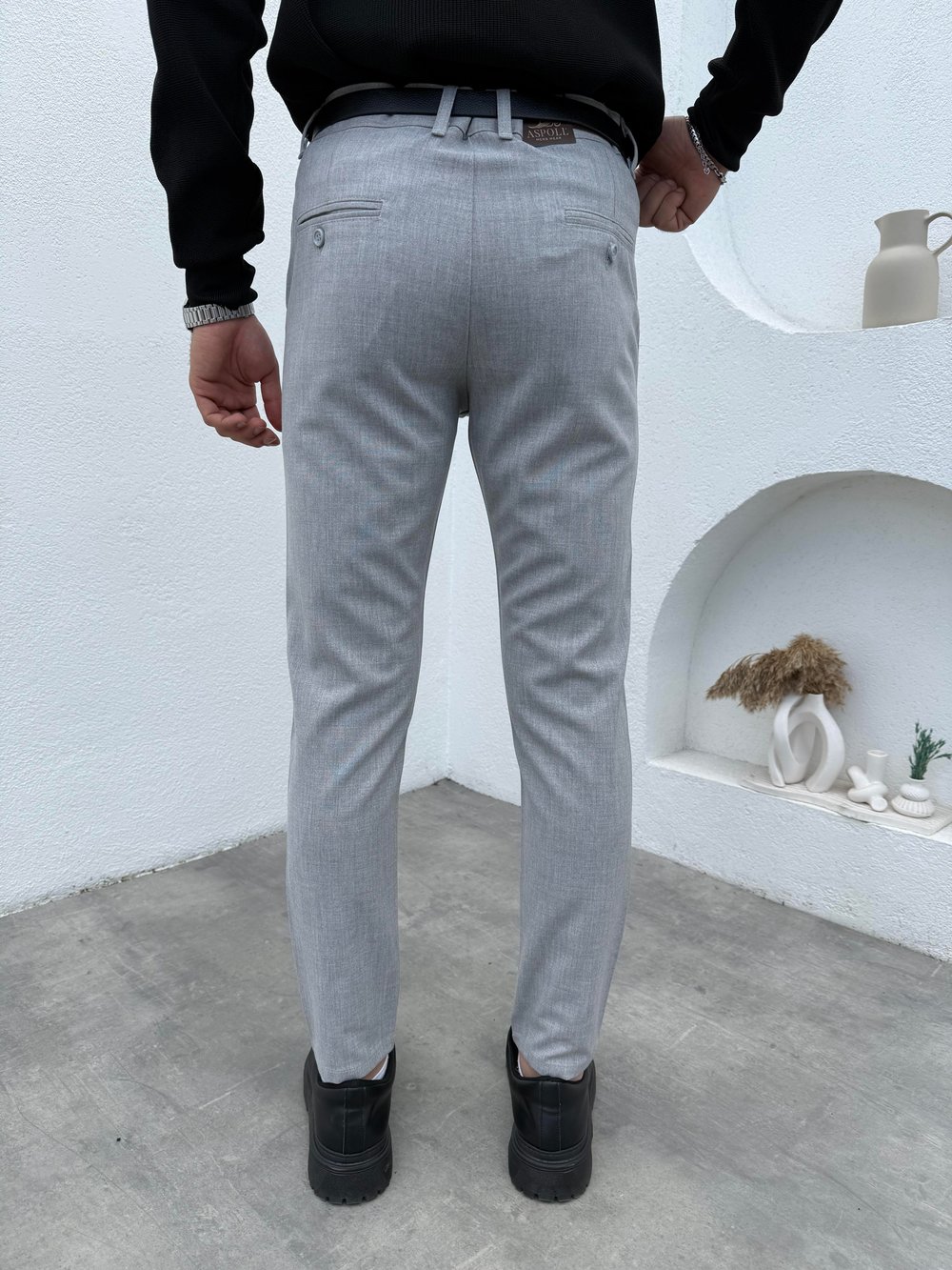 Slimfit Likralı Kumaş Pantolon Gri