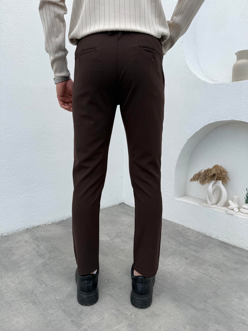 Slimfit Likralı Kumaş Pantolon Kahve