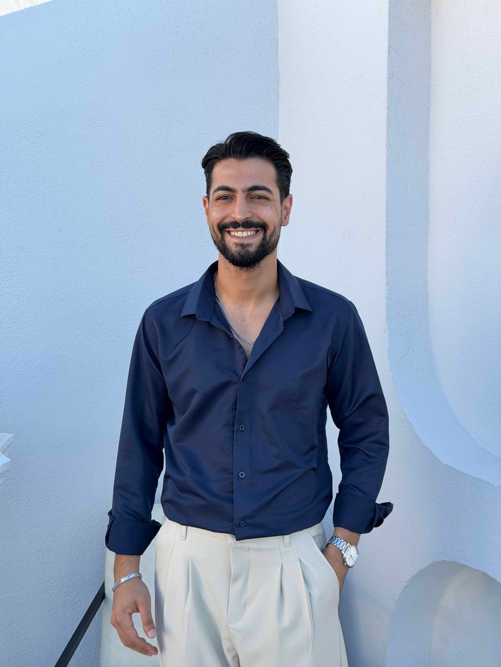 Slimfit Saten Gömlek Lacivert