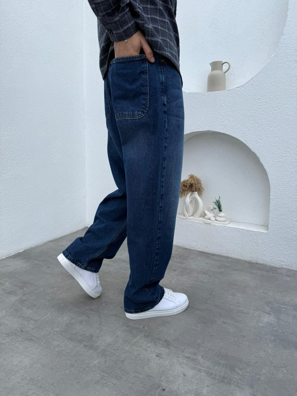 Super Baggy Jean Koyu Mavi