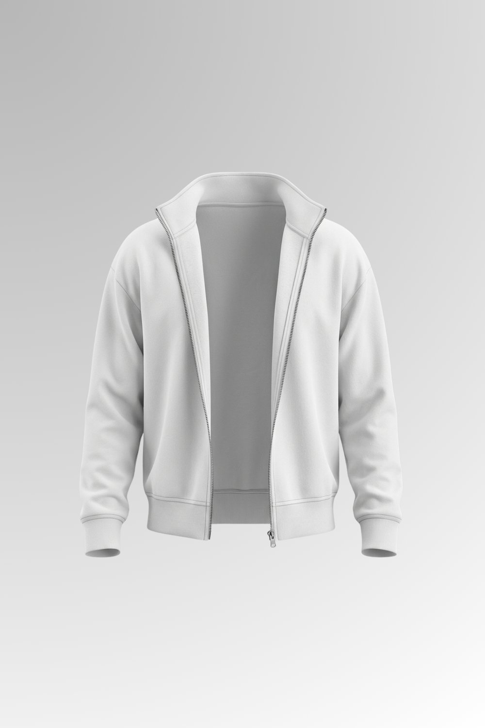 Tam Fermuar Crop Hırka Beyaz