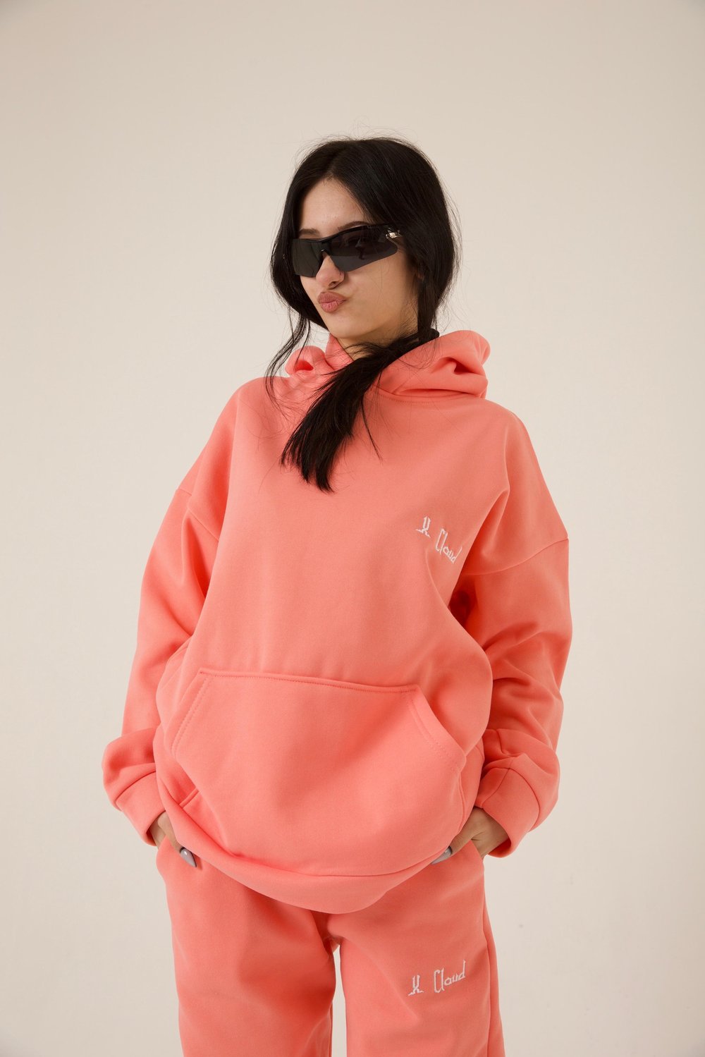 Üç İplik Oversize Eşofman Takımı  Toz Pembe