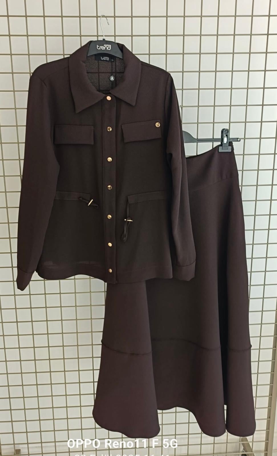 Armine Trend 25KT665 Bel Büzgü Detay Etekli Takım - Kahverengi