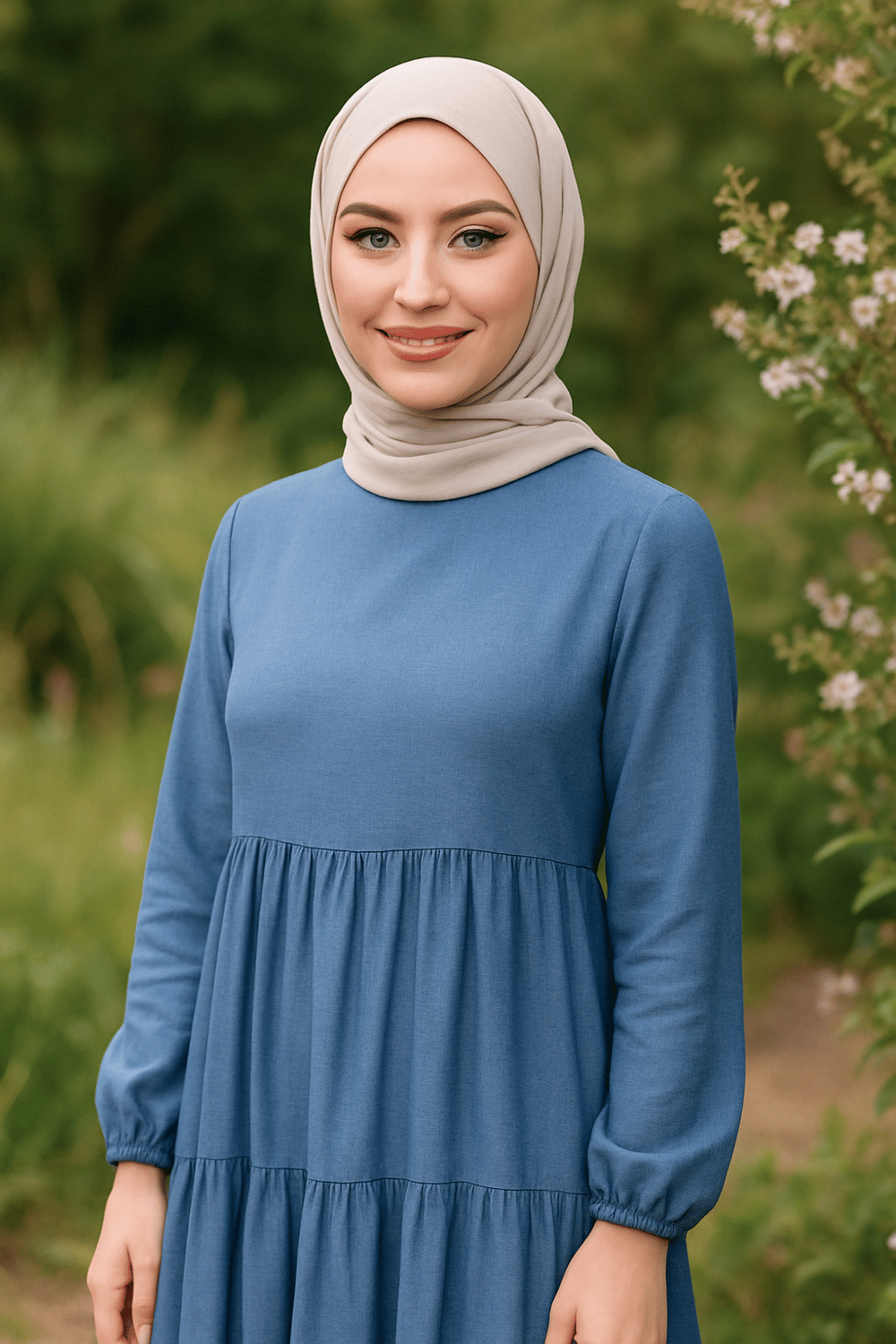 Armine Trend 25YT953 İnce Kot Görünümlü Elbise - İndigo