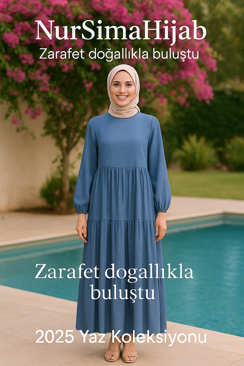 Armine Trend 25YT953 İnce Kot Görünümlü Elbise - İndigo